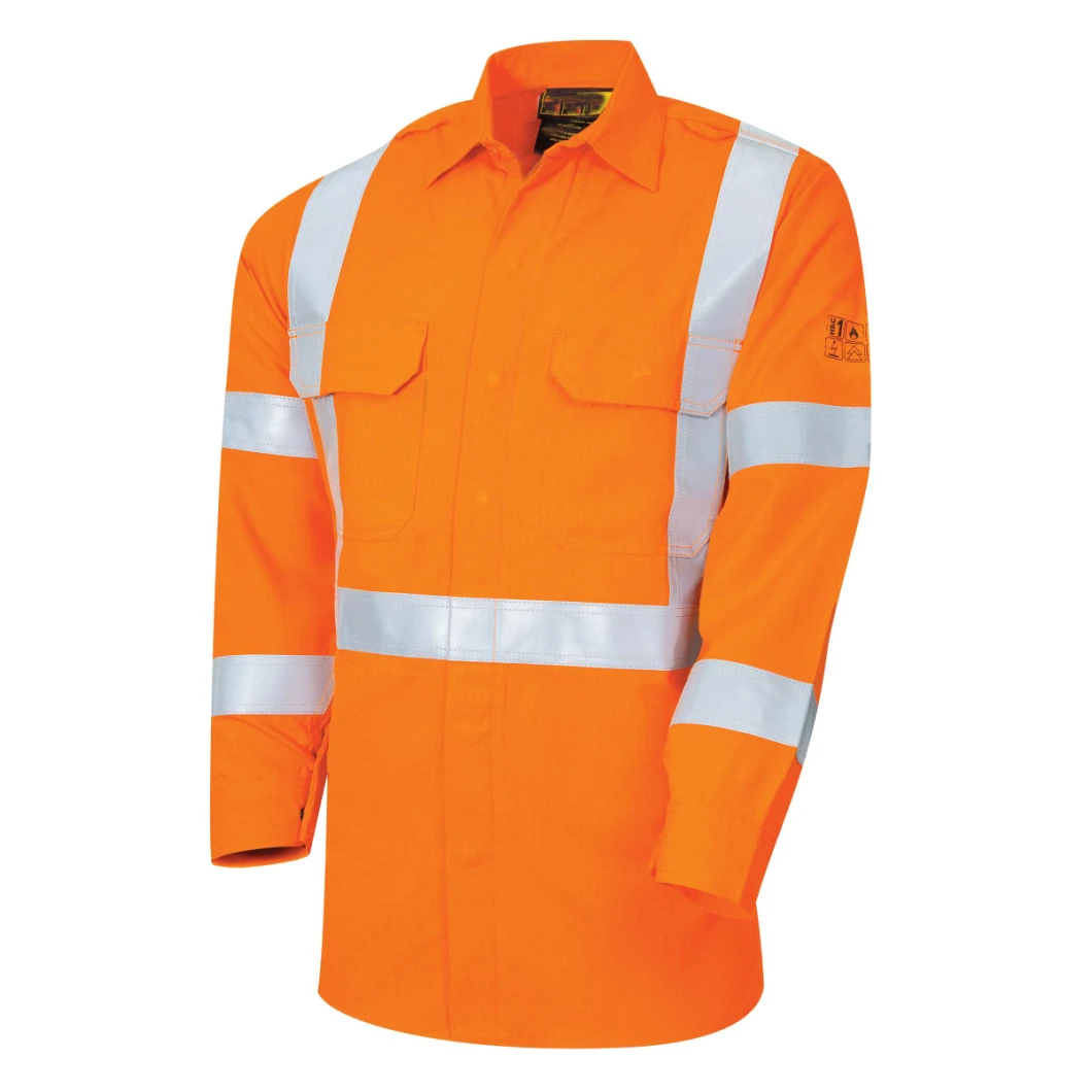 Softshell Twill Customized Workwear Arc-Flash Protection Anti-Acid Meltproof Uniform Waterproof Oil Resistance Antistatic Permanent Fr Hi Vis Safety Jacket