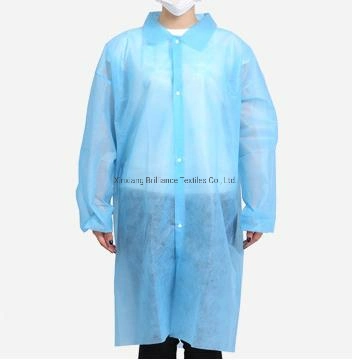 Disposable Lab Coat Nonwoven SBPP Medical Lab Coats with Short Collar