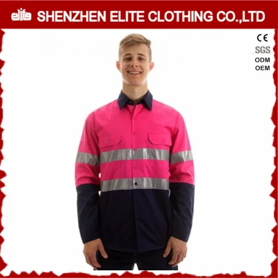Camicie da lavoro da uomo in twill di cotone 100 rosa con logo